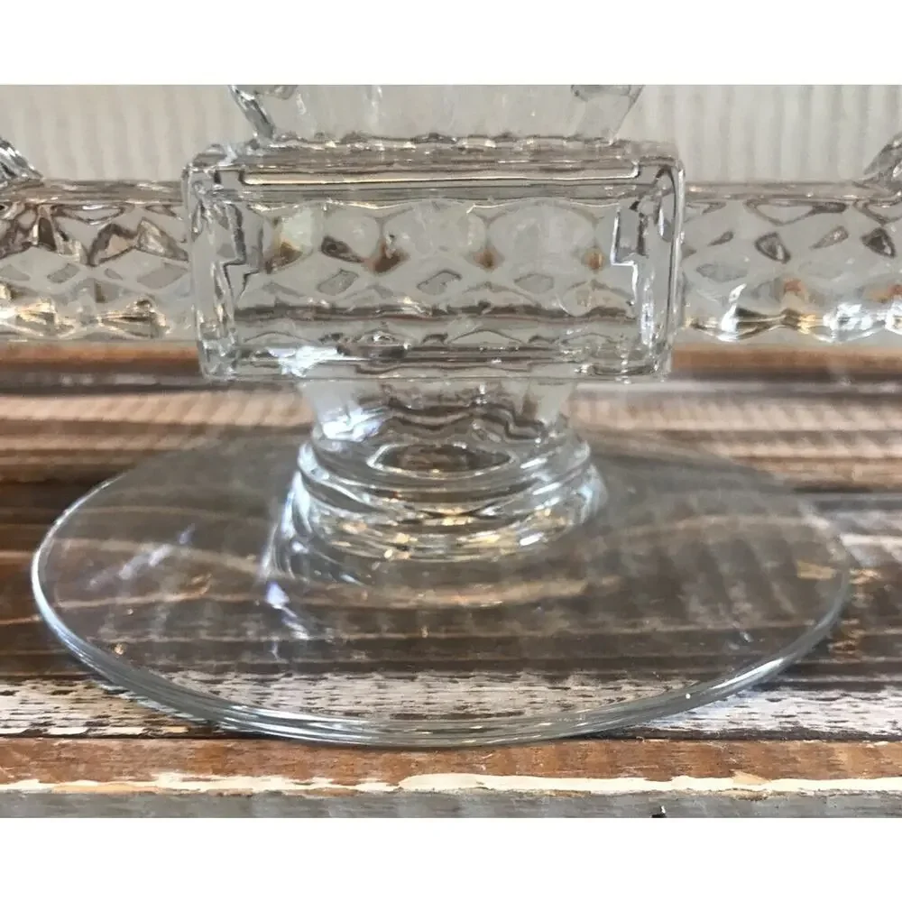 Set 2 Vintage Fostoria Elegant Glass Double Candlesticks Candle Holders 8.625
